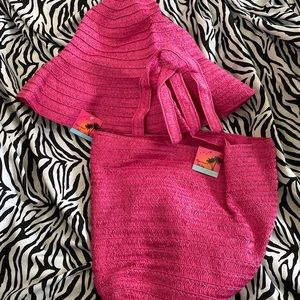 Tote and pink sun hat matching set